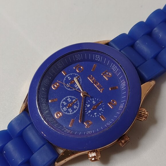 Blue And Gold Tone Geneva Analog Watch - Picture 2 of 13